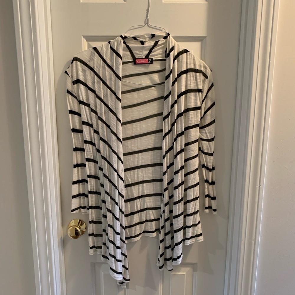 Black and white striped cardigan